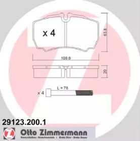 Колодки на гальмо задній дисковий 291232001 ZIMMERMANN