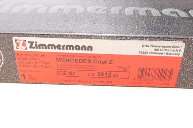 Диск гальмівний передній 400361220 ZIMMERMANN