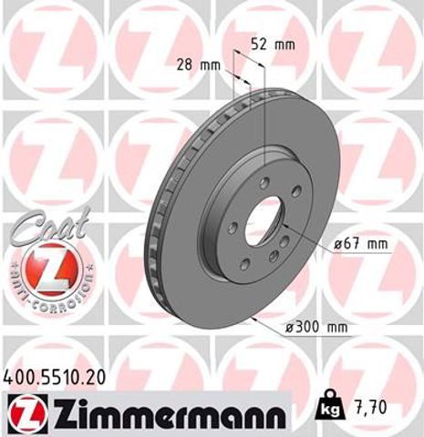 Диск переднього гальма 400551020 ZIMMERMANN