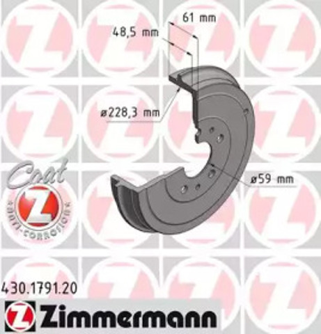 Барабан гальмівний задній 430179120 ZIMMERMANN