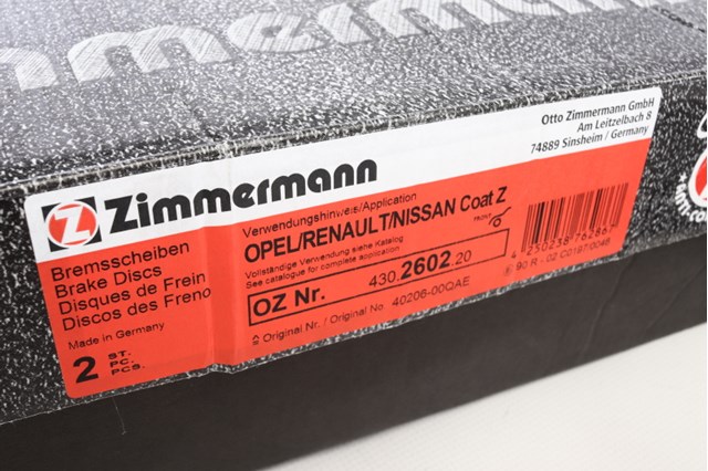 Диск гальмівний передній 430260220 ZIMMERMANN