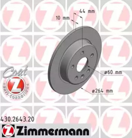 Диск заднього гальма 430264320 ZIMMERMANN