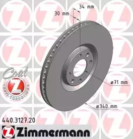 Диск гальмівний передній 440312720 ZIMMERMANN