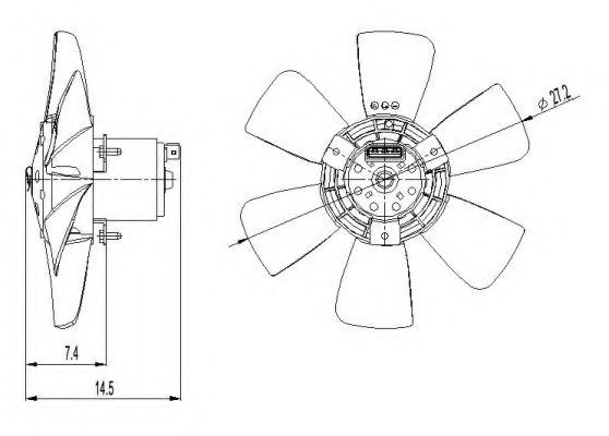 Вентилятор радіатора (6 лопастей) vag 1,3/1,8/1,8 16v 89- 47390