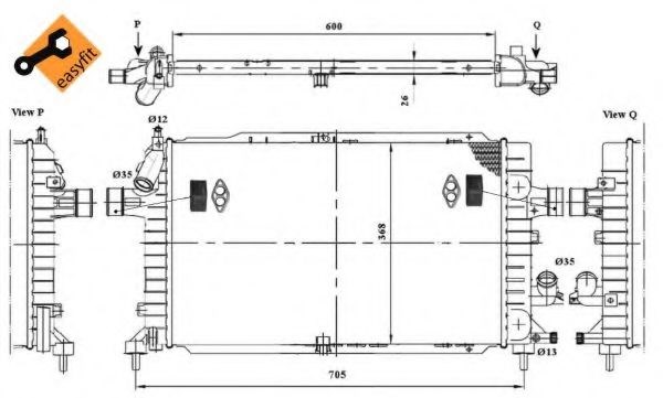 Радіатор охолодження двигуна opel astra h 1.3d-2.0 04.04- 53447