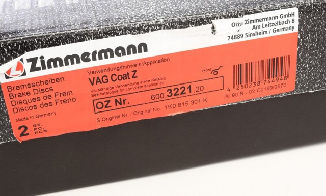 Ремкомплект передніх гальм 600322120 ZIMMERMANN
