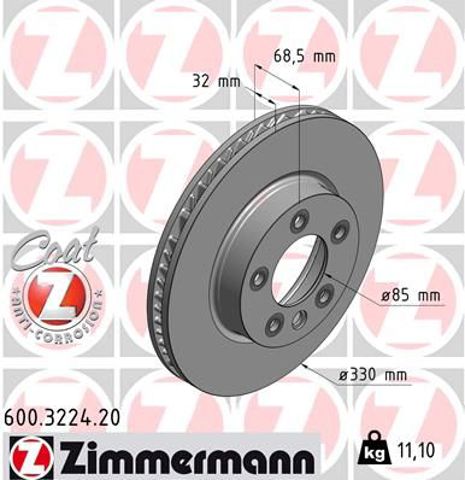 Диск переднього гальма 600322420 ZIMMERMANN