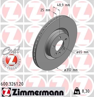 Диск переднього гальма 600326120 ZIMMERMANN