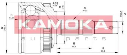 Шарнір різних кутових швидкостей передній 6029 KAMOKA