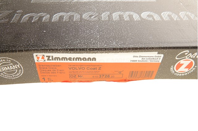 Диск переднього гальма 610372620 ZIMMERMANN