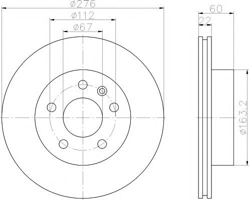 Гальмо дискове переднє 8DD355104521 HELLA