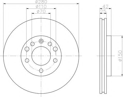 Диск гальмівний передній 8DD355106071 HELLA