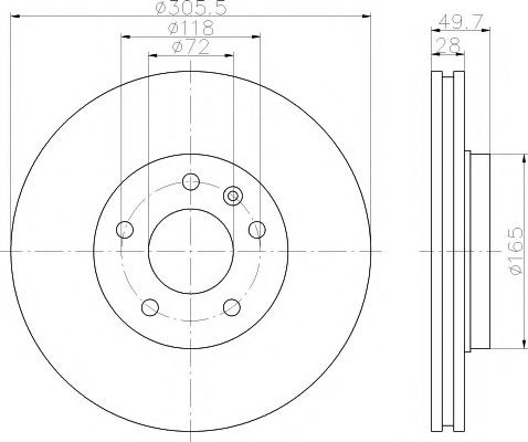 Диск гальмівний передній 8DD355108951 HELLA
