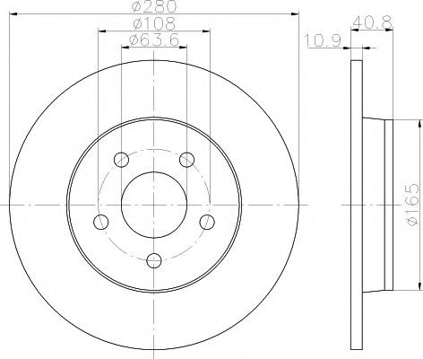 Диск заднього гальма 8DD355111401 HELLA