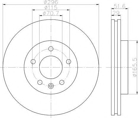 Диск переднього гальма 8DD355114401 HELLA