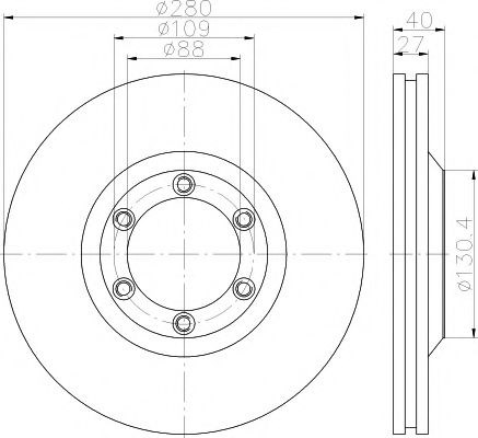 Гальмо дискове переднє 8DD355115231 HELLA