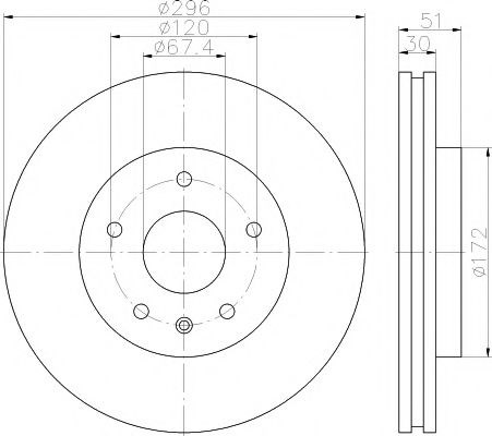 (r16") гальмівний диск передній ø 296mm opel insignia 1.6/1.8/2.0 08- 8DD355116031