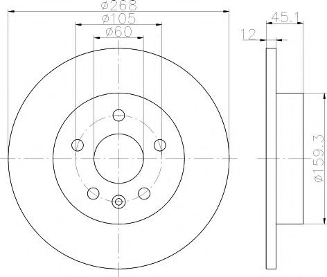 Диск гальмівний задній 8DD355116581 HELLA