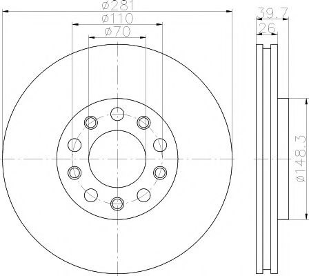 Гальмо дискове переднє 8DD355117231 HELLA
