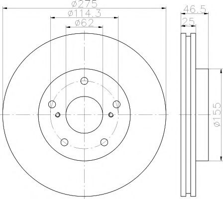 Диск переднього гальма 8DD355117361 HELLA