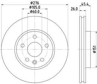 Диск гальмівний передній 8DD355122841 HELLA