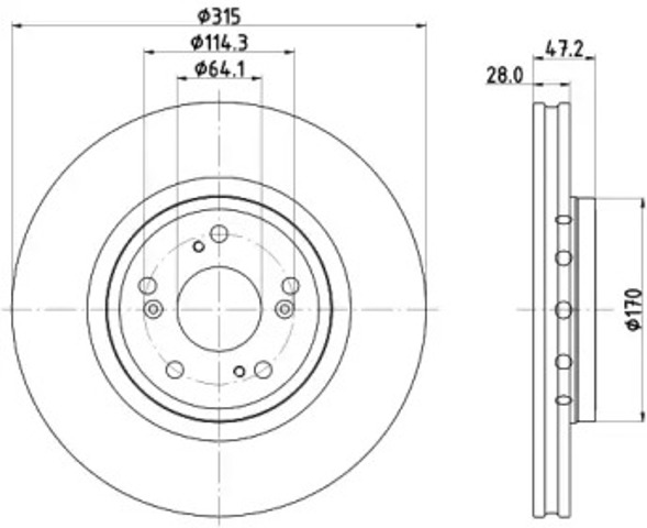 Диск переднього гальма 8DD355125321 HELLA