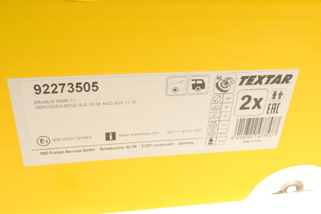 Дискові гальма 92273505 TEXTAR