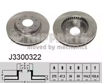 Диск гальмівний передній J3300322 NIPPARTS