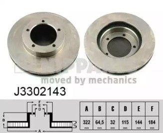 Диск гальмівний передній J3302143 NIPPARTS
