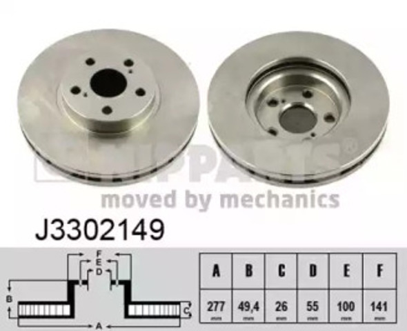 Диск гальмівний передній J3302149 NIPPARTS