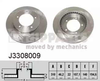 Диск гальмівний передній J3308009 NIPPARTS