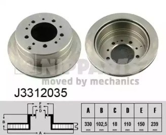 Диск гальмівний задній J3312035 NIPPARTS