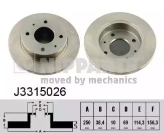 Диск заднього гальма J3315026 NIPPARTS
