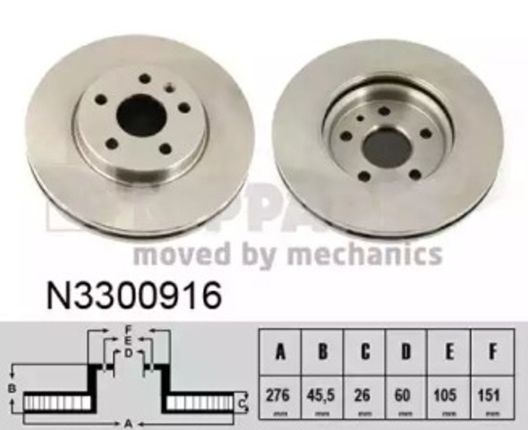Диск переднього гальма N3300916 NIPPARTS