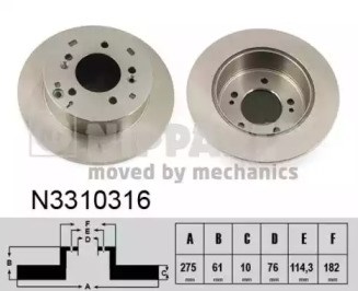 Диск заднього гальма N3310316 NIPPARTS