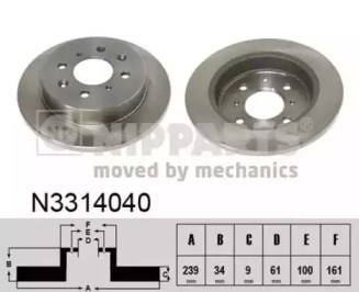 Диск заднього гальма N3314040 NIPPARTS