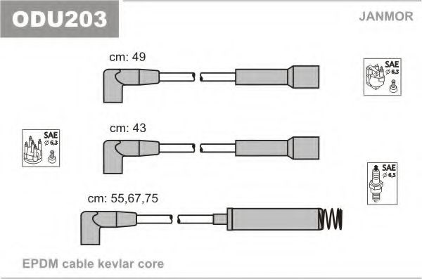 Провода в/в opel 1,3-1,6 ODU203