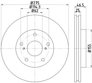 Диск переднього гальма PRD2498 PROTECHNIC
