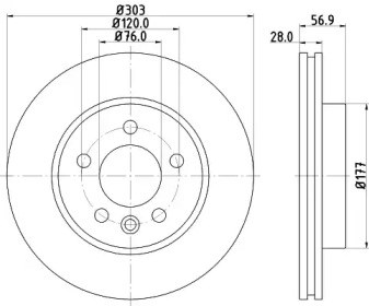 Диск гальмівний передній PRD2873 PROTECHNIC
