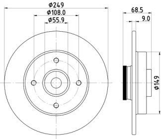 Диск гальмівний задній (з підшипником) psa c4/307 2004- PRD5286B