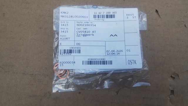 Шайба ущільнююча гальмівного шланга 11427100363 BMW