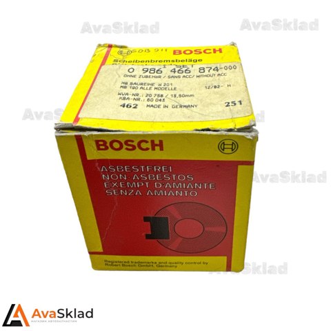 Колодки на гальмо задній дисковий 0986466874 BOSCH