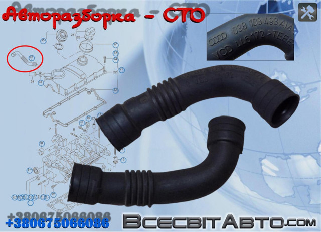 Шланг повітряний вентиляції картера 038103493AM VAG