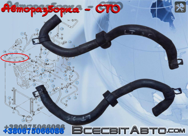 Трубка/шланг масляного радіатора, від блока до радіатора 074121096R VAG