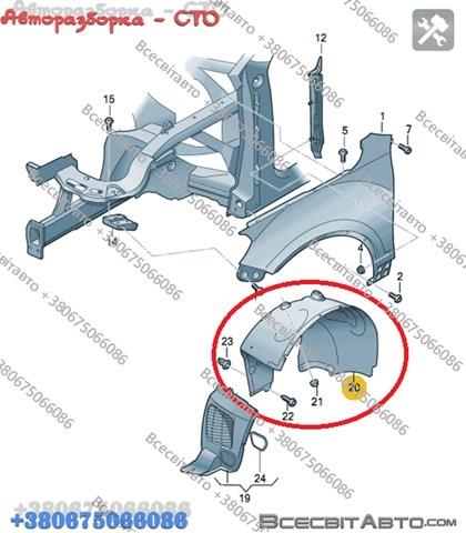 Підкрилок переднього крила, лівий задній 7P6805977 VAG