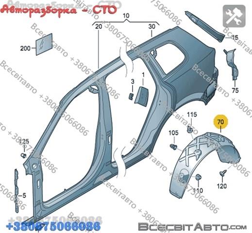 Підкрилок задній лівий 7P6810971 VAG