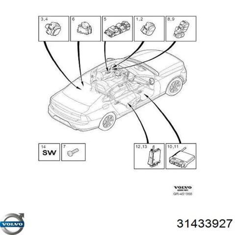 Кнопки переднього лівого склопід'ємника 31433927 VOLVO