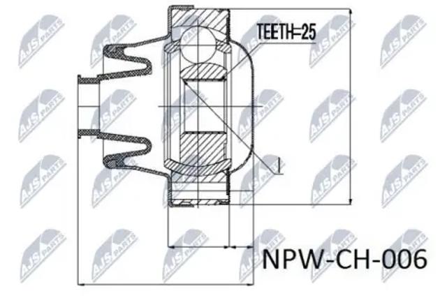 Задній шарнір кутових швидкостей кардана переднього NPWCH006 NTY