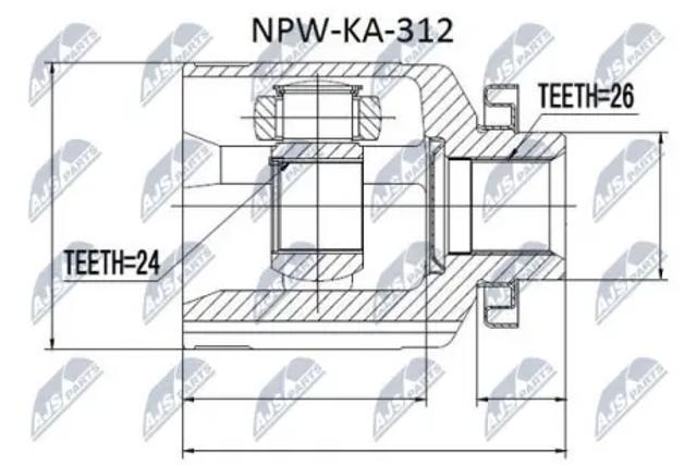 ШРУС внутрішній, передній, правий NPWKA312 NTY