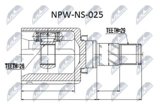 Шарнір приводу зовнішній NPWNS025 NTY